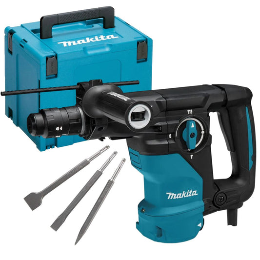 Makita HR3012FCJ/1  SDS+ Rotary Hammer Drill 110V with 3 Piece Chisel