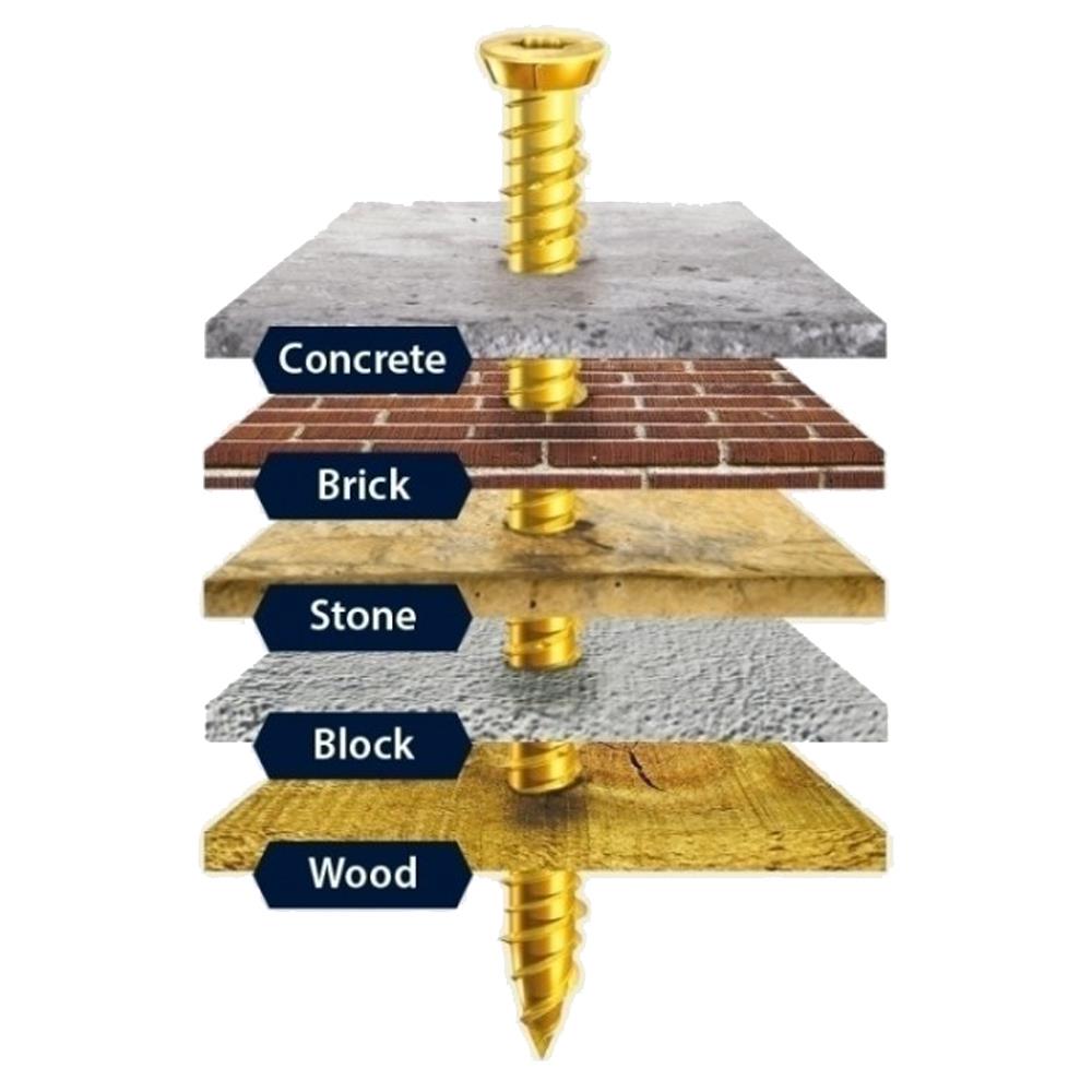Timco 00150TCON ZYP Multi-Fix Concrete Screw 7.5 x 150 - Yellow Pack of 100