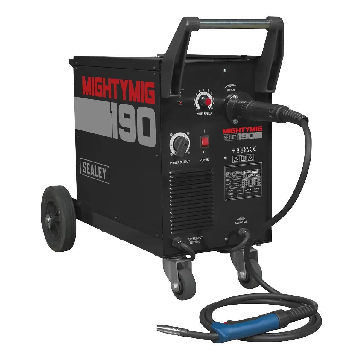Sealey MIGHTYMIG190 Professional Gas/Gasless MIG Welder with Euro Torch 230V/190A