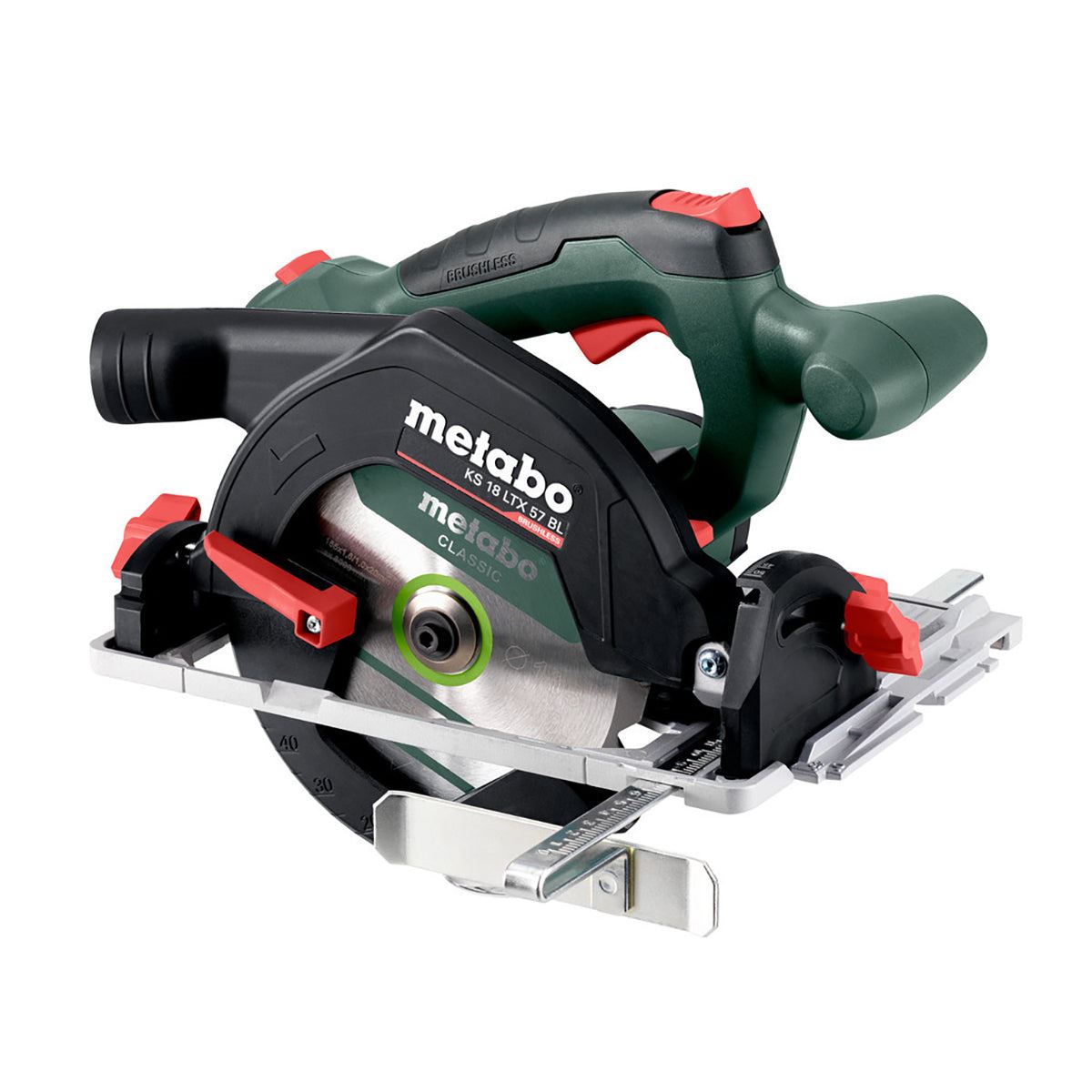 Metabo KS 18 LTX 57 BL 18V Brushless 165mm Circular Saw with 1 x 5.2Ah Battery Charger & Metabox