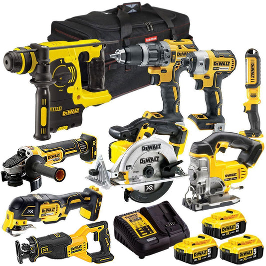 Dewalt 18V 9 Piece Power Tool Kit with 3 x 5.0Ah Battery & Charger T4TKIT-657