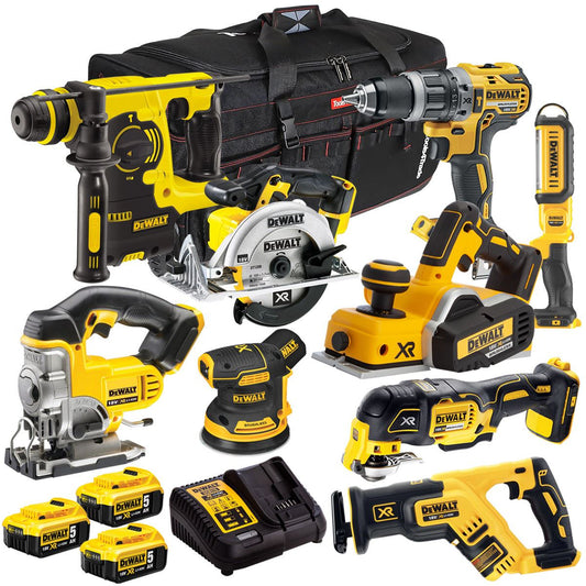 Dewalt 18V 9 Piece Power Tool Kit with 3 x 5.0Ah Battery & Charger T4TKIT-9737