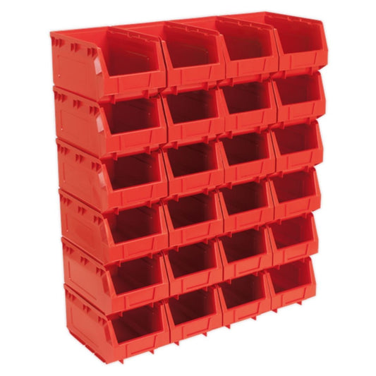 Sealey TPS324R Plastic Storage Bin Red -Pack of 24