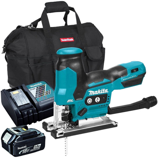 Makita DJV185Z 18V Brushless Jigsaw with 1 x 5.0Ah Battery Charger & Bag