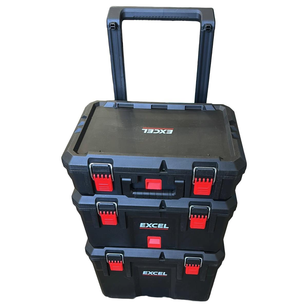 Excel Modular Tool Box Heavy Duty Mobile Storage 6 Piece Set with Organiser & Wheels Item Condition Damaged Box