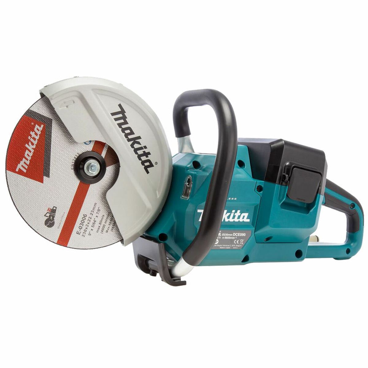 Makita DCE090ZX1 36V LXT 230mm Brushless Disc Cutter with 2 x 5.0Ah Battery Charger & Diamond Blade