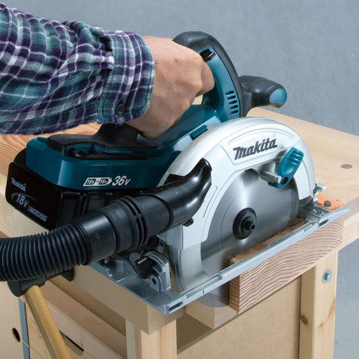 Makita DHS710ZJ 36V LXT 190mm Circular Saw With 2 x 5.0Ah Batteries, Twin Port Charger In Case