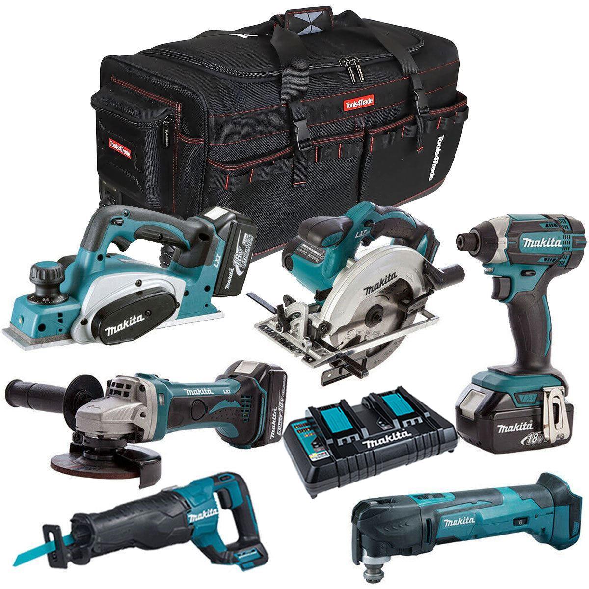 Makita 18V 6 Piece Power Tool Kit with 3 x 5.0Ah Batteries & Charger T4TKIT-186