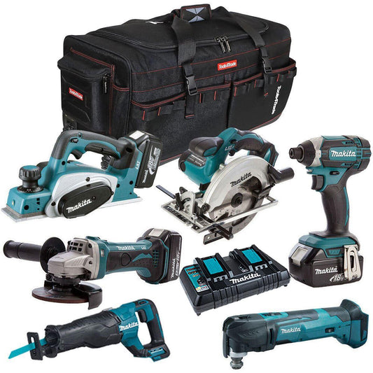 Makita 18V 6 Piece Power Tool Kit with 3 x 5.0Ah Batteries & Charger T4TKIT-186