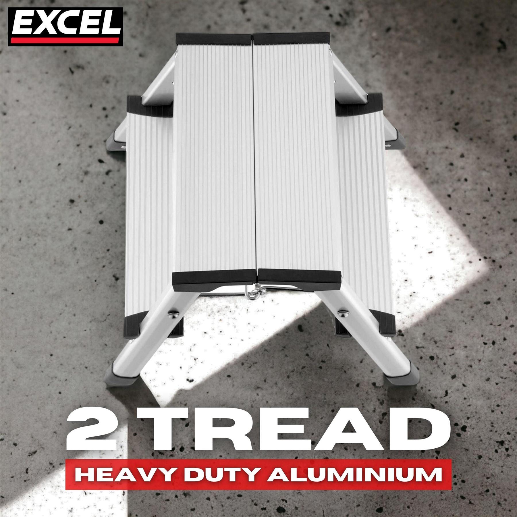 Excel Heavy Duty Fiberglass 6 Tread Ladder with 2 Step Hop Up Ladder