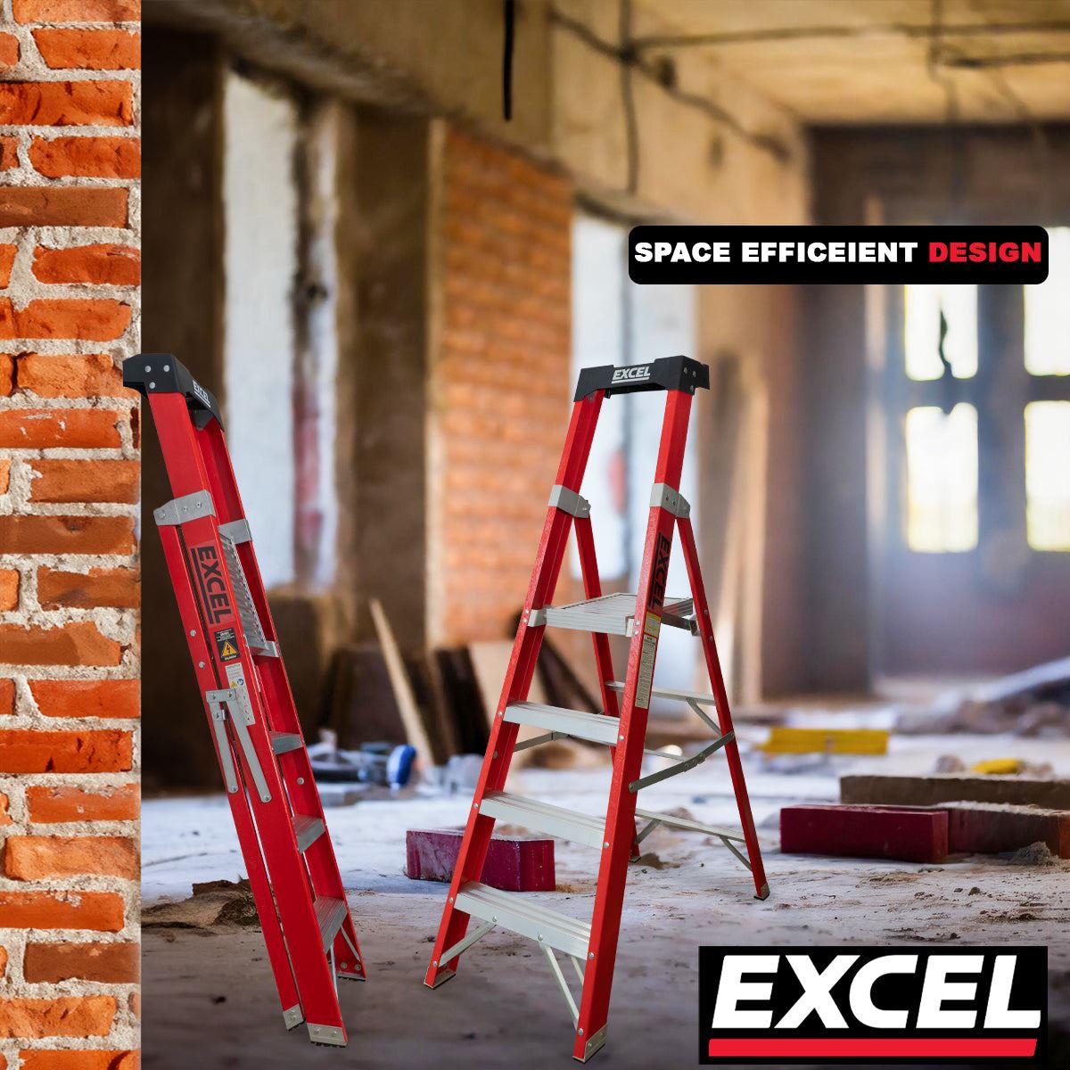 Excel Electricians Fibreglass Platform Step Ladder 4 Tread 1.57m EN131