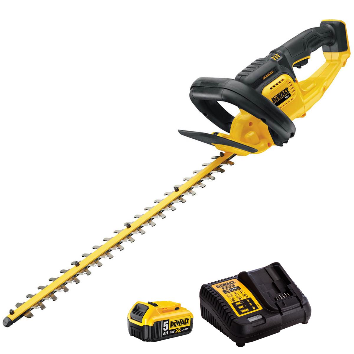 Dewalt DCM563P1-GB 18V XR 55cm Hedge Trimmer with 1 x 5.0Ah Battery & Charger
