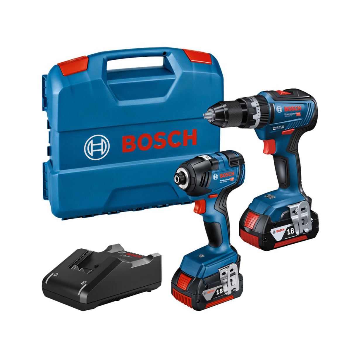 Bosch 18V Professional Twin Packs for Ultimate Power and Performance with 2 x 4.0Ah Batteries & Charger in Case 06019J2171