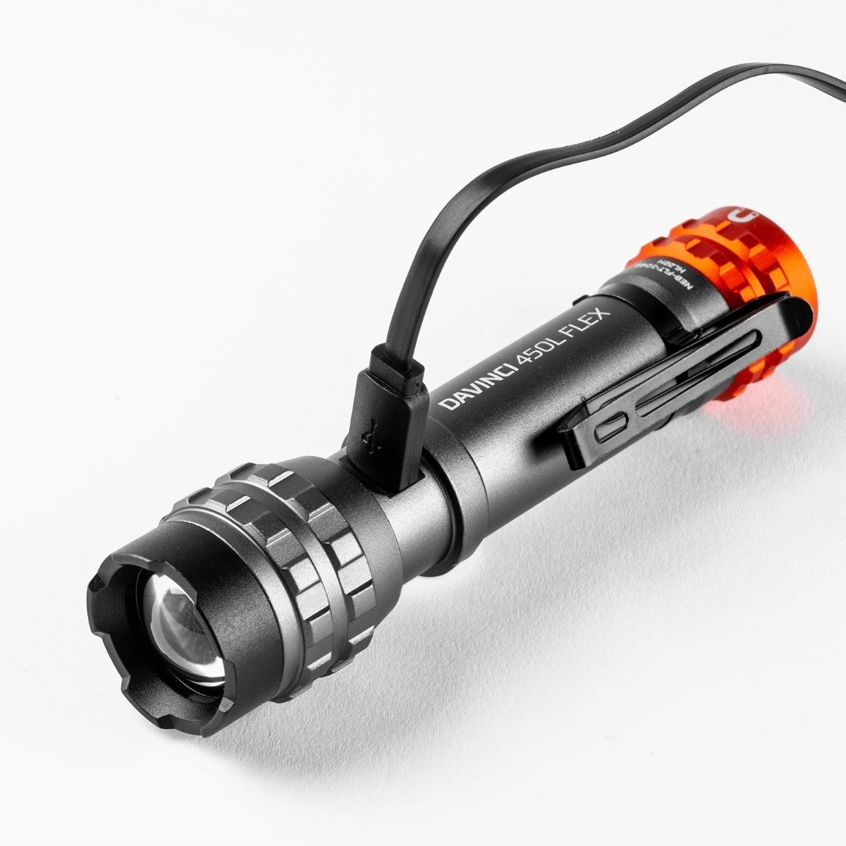 Nebo Davinci Flex Rechargeable LED Torch 450 Lumens NEB-FLT-1046-G