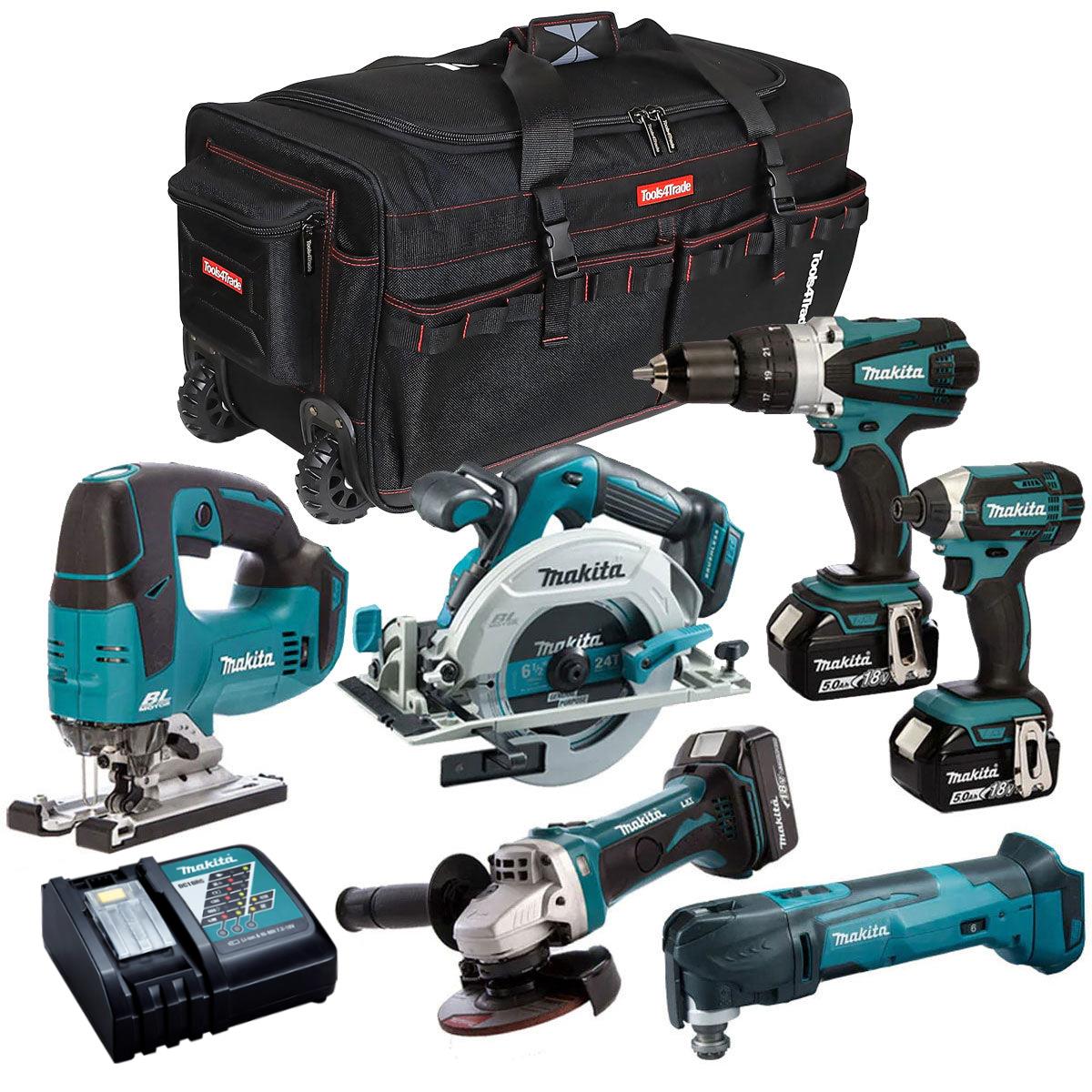 Makita 18V 6 Piece Tool Kit with 3 x 5.0Ah Batteries & Charger T4TKIT-3663