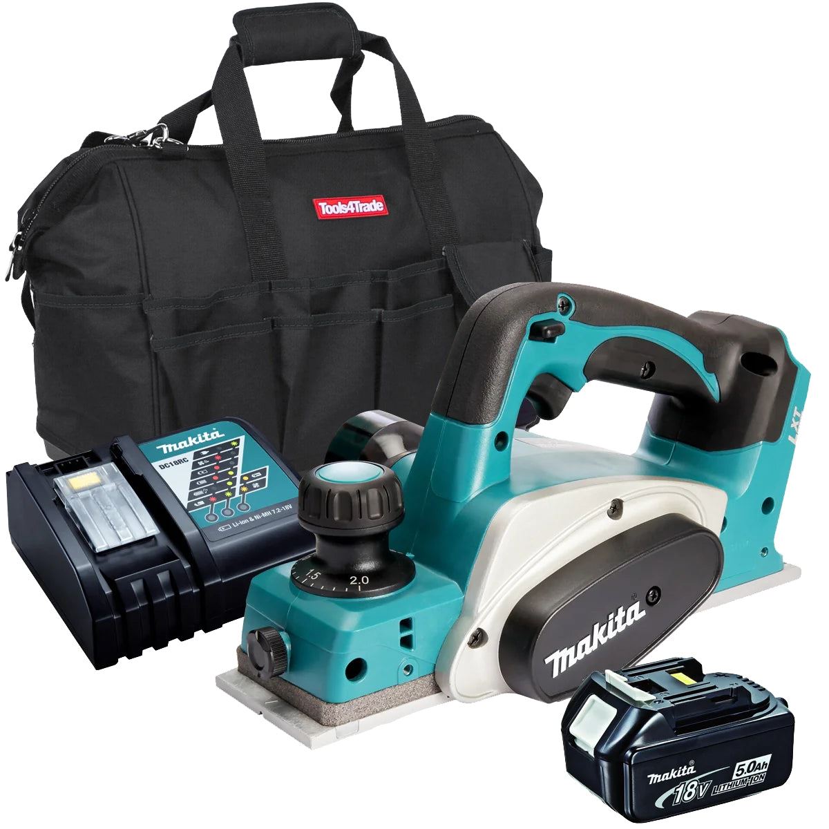 Makita DKP180Z 18V 82mm Planer with 1 x 5.0Ah Battery Charger & Bag