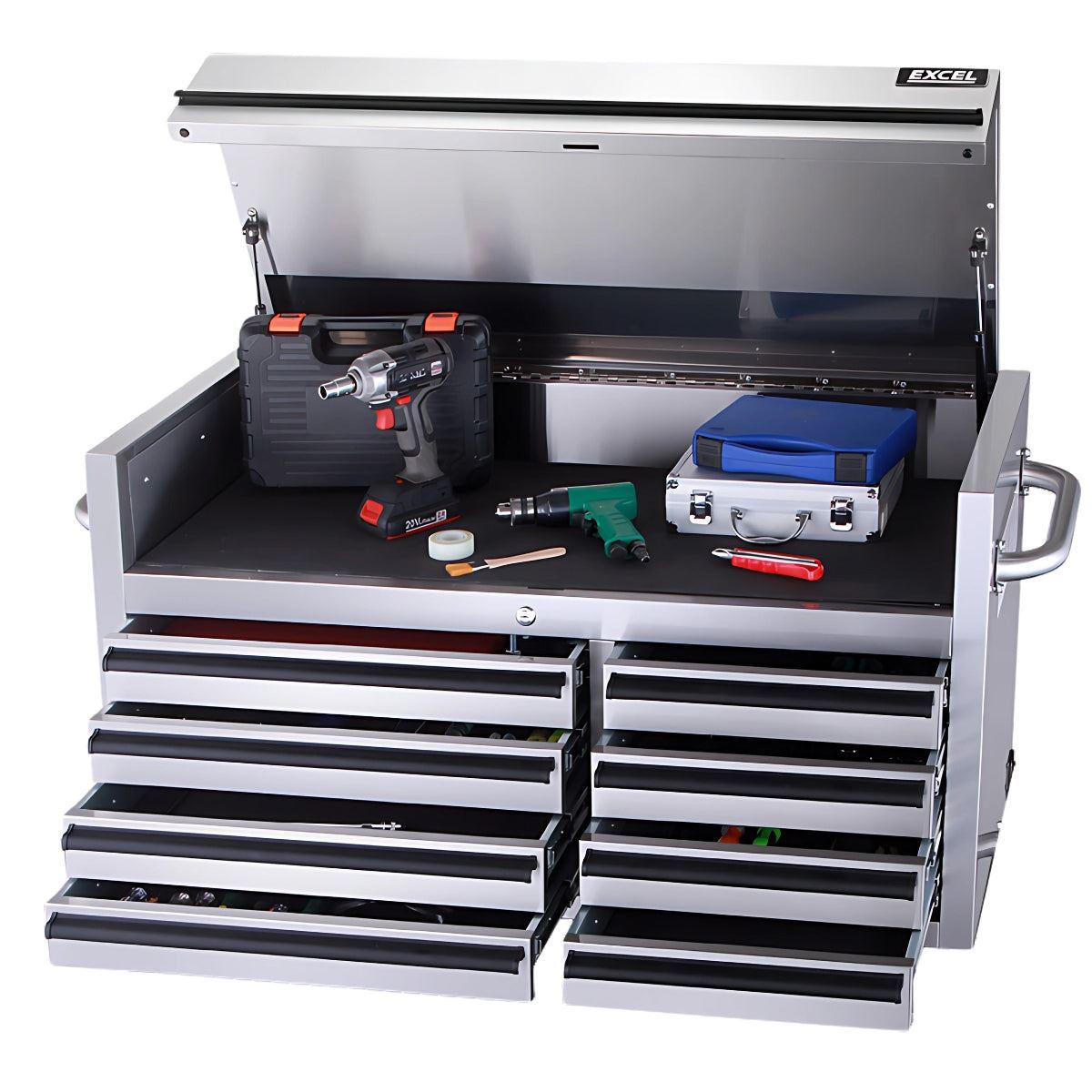 Excel 41inch 6 Drawer Stainless Steel Cabinet with 8 Drawer Top Chest