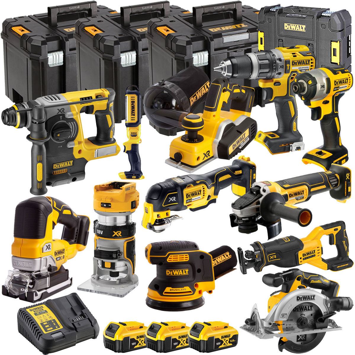Dewalt DCKT4T12B3 18V Brushless 12 Piece Kit With 3 x 5.0Ah Battery Charger & TStak Tool Storage