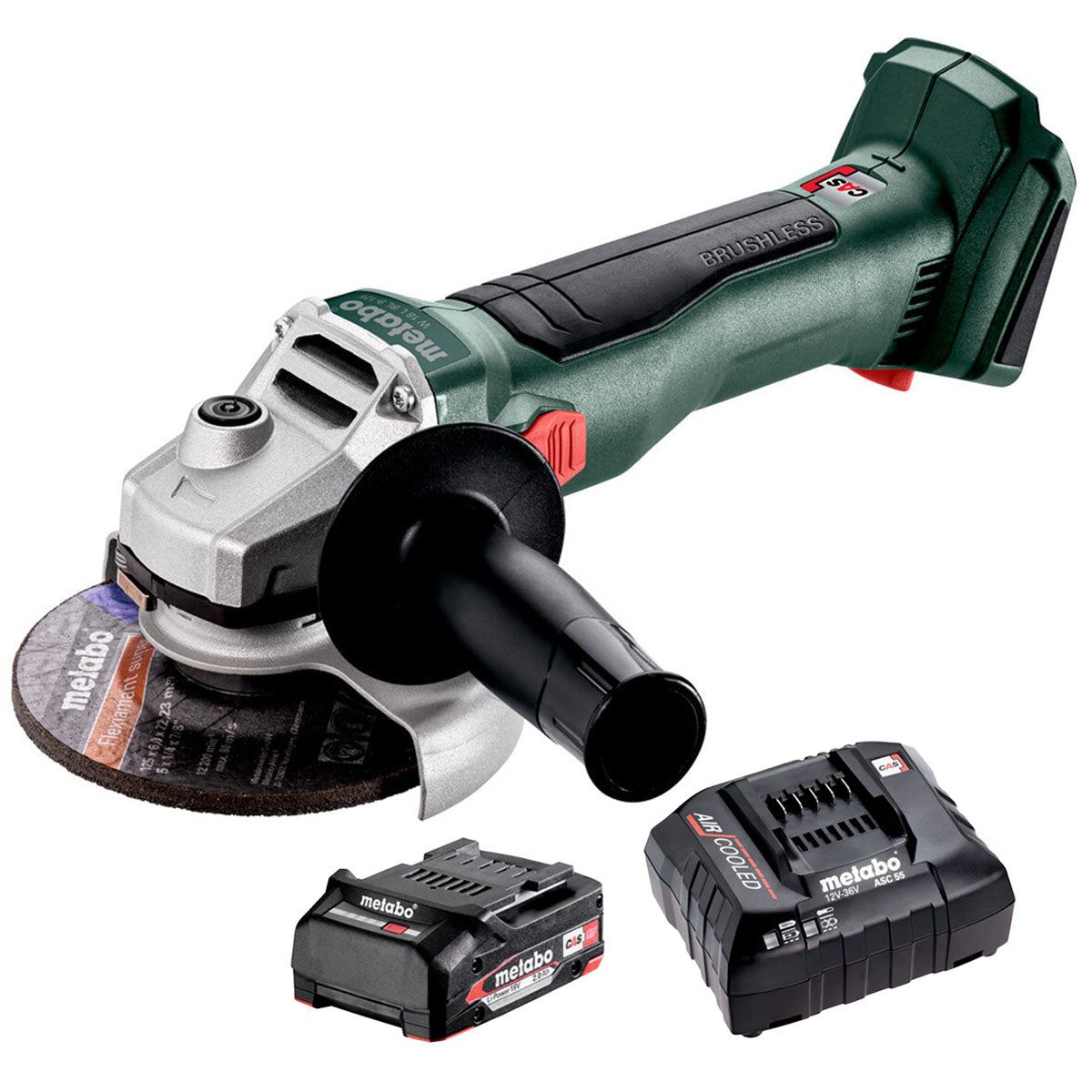 Metabo W 18 L BL 9-125 18V Brushless 125mm Angle Grinder with 1 x 2.0Ah Battery & Charger