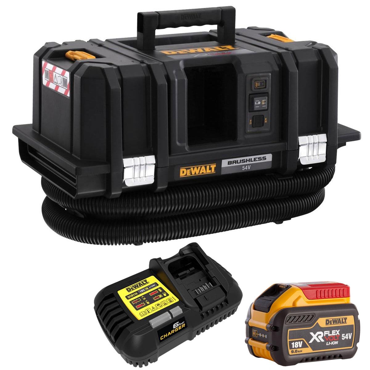 DeWalt DCV586MN 54V XR Flexvolt Brushless M-Class Dust Extractor With 1 x 9.0/3.0Ah Battery & Charger