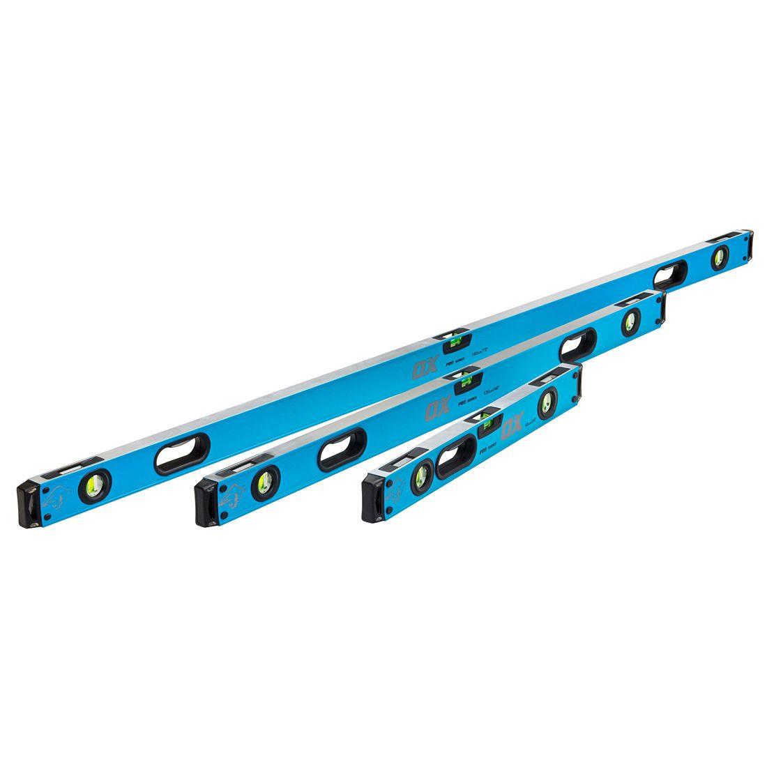OX Tools Spirit Level 600mm, 1200mm, and 1800mm with 3 Pocket Zipped Case P028603