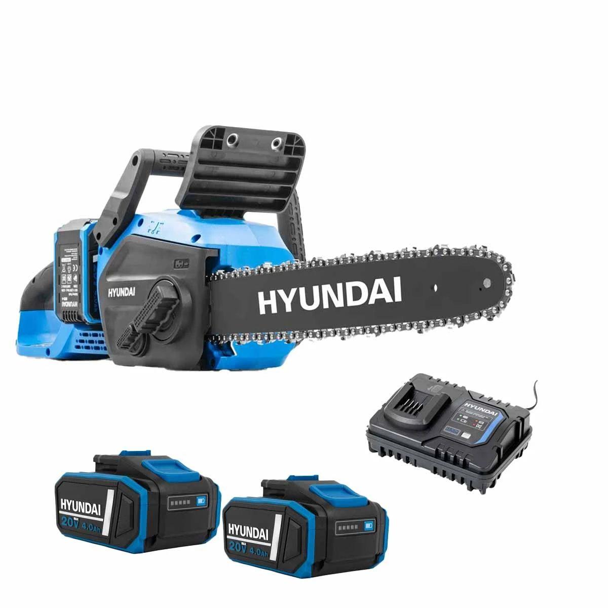Hyundai HY40CCS350 2 x 20V 4Ah Brushless Cordless Chainsaw 350mm with 2 x 4.0Ah Batteries and Charger