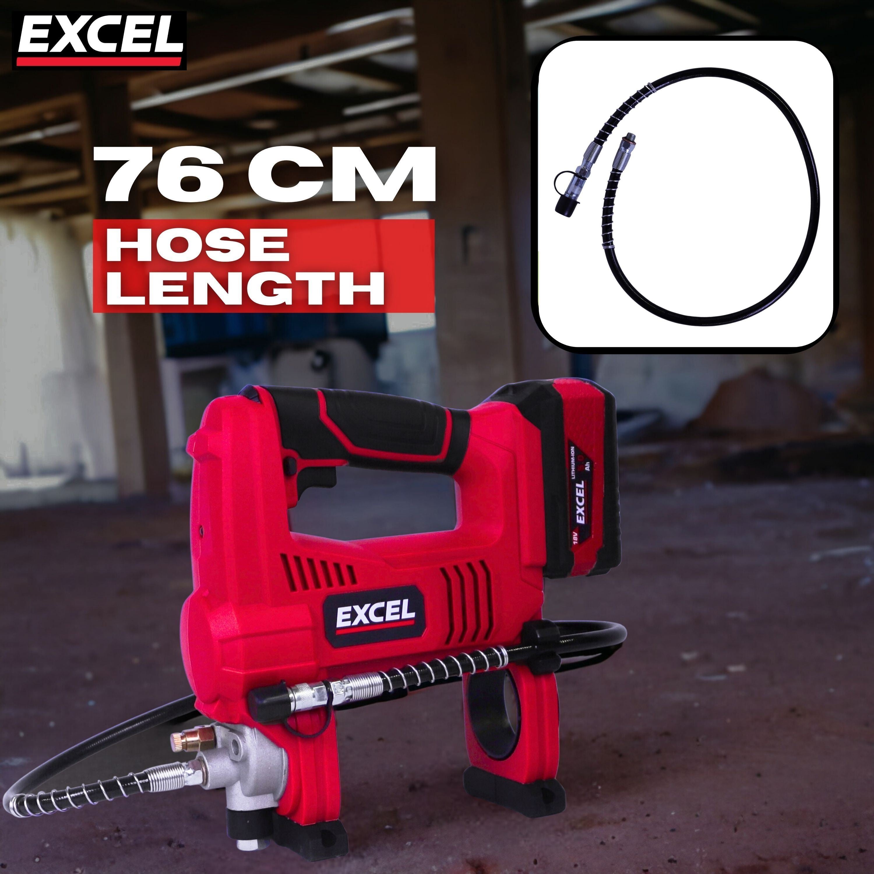Excel 18V Cordless Grease Gun with Adaptor for Makita Battery