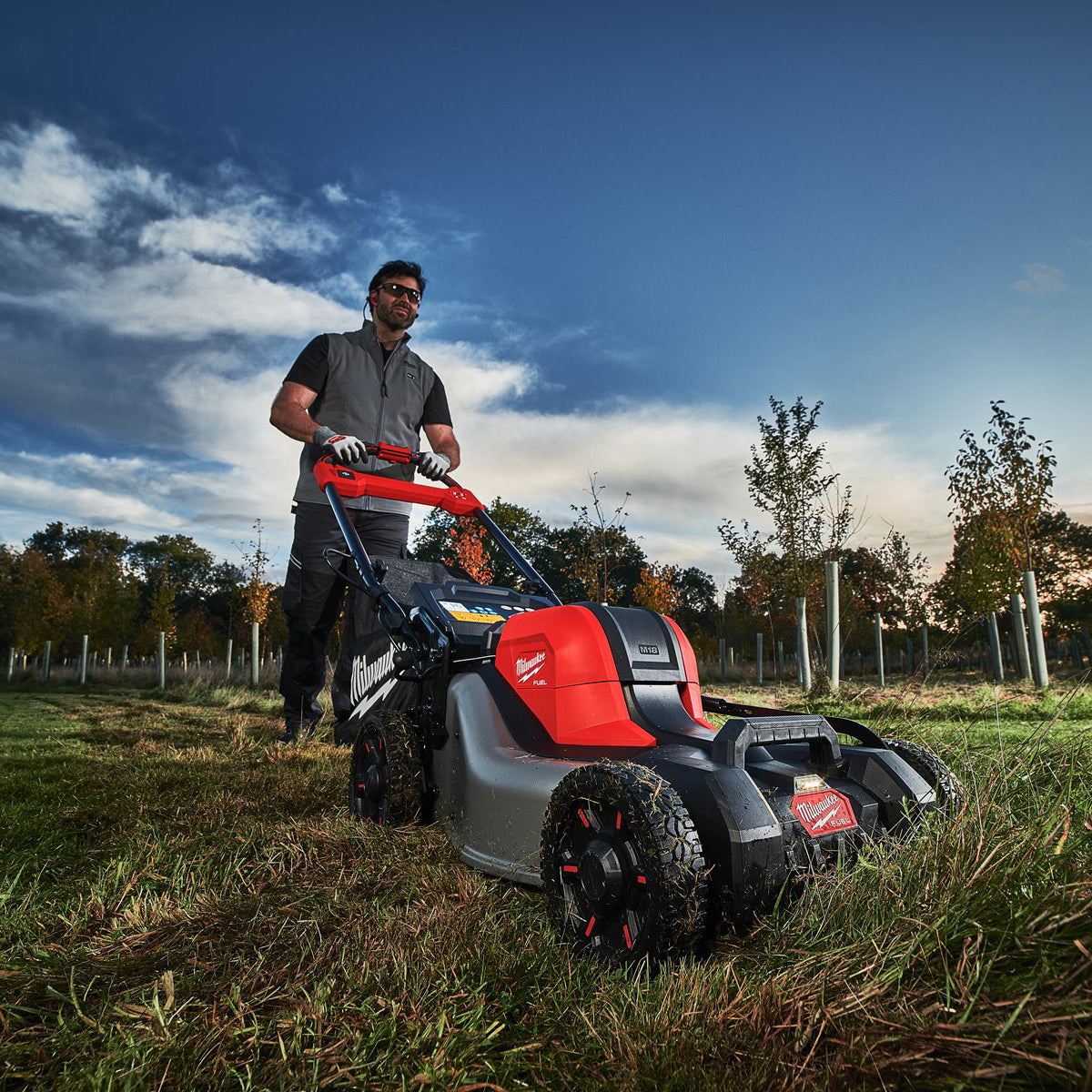 Milwaukee M18F2LM46-0 36V FUEL Brushless 46cm Self Propelled Lawn Mower with 2 x 12.0Ah Battery & Charger