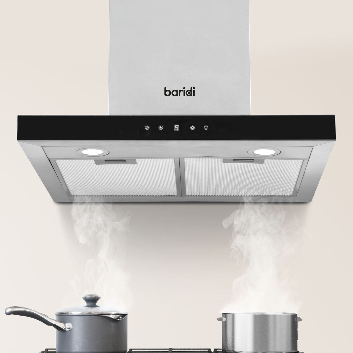 Sealey DH130 Baridi T-Shape Chimney Cooker Hood with Carbon Filters 60cm Stainless Steel