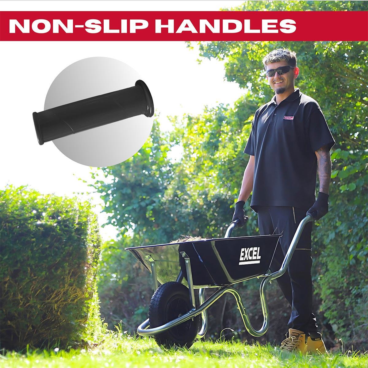 Excel Silver/Black Wheelbarrow with 100L Steel Tray