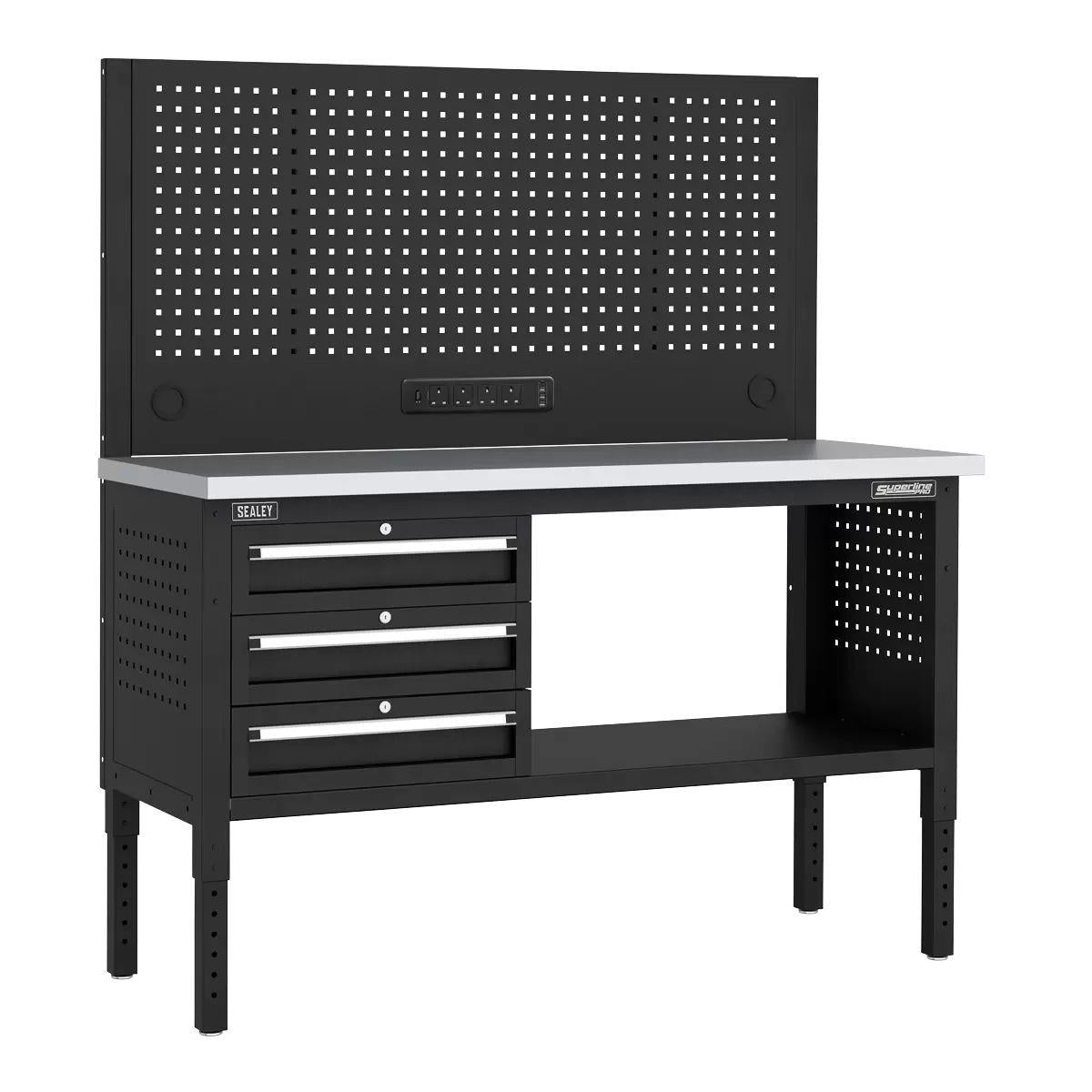 Sealey APMWB60COMBO1SS Superline PRO Modular Workbench with 3 Drawers Stainless Steel Worktop 1525mm