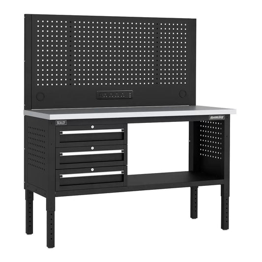 Sealey APMWB60COMBO1SS Superline PRO Modular Workbench with 3 Drawers Stainless Steel Worktop 1525mm