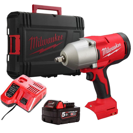 Milwaukee M18BLHIWF12-0X 18V Brushless 1/2" Impact Wrench with 1 x 5.0Ah Battery Charger & Case