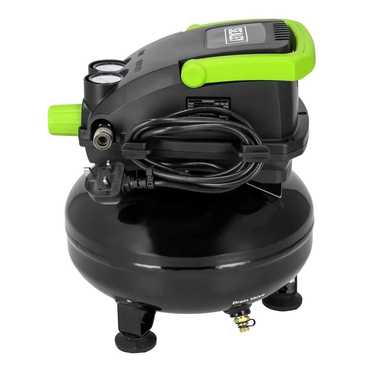 Sealey SAC1100 11L Oil-Free Air Compressor 0.5HP Direct Drive for Efficient, Low Maintenance Performance