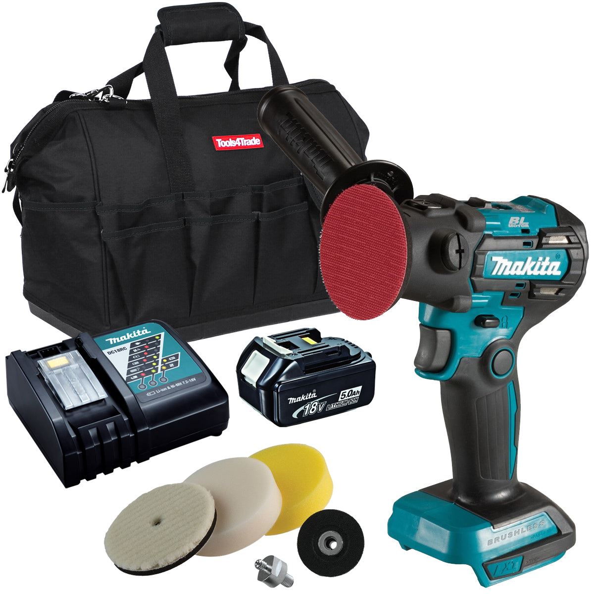 Makita DPV300Z 18V LXT Brushless Sander / Polisher with 1 x 5.0Ah Battery Charger & Bag