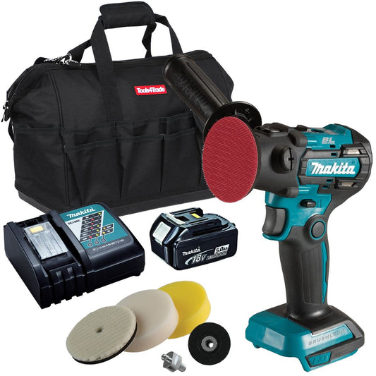 Makita DPV300Z 18V LXT Brushless Sander / Polisher with 1 x 5.0Ah Battery Charger & Bag