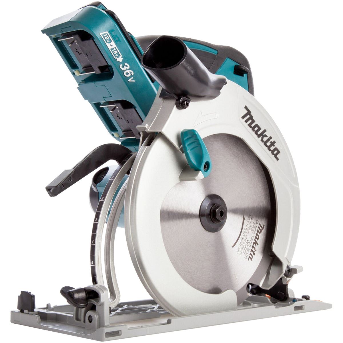 Makita DHS710ZJ 36V LXT 190mm Circular Saw With 2 x 5.0Ah Batteries, Twin Port Charger In Case