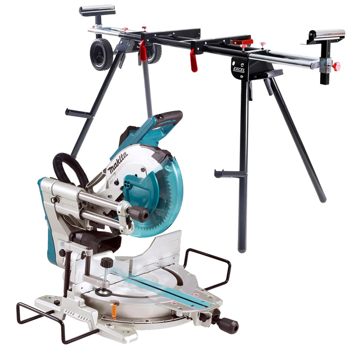 Makita LS1219/2 305mm Slide Compound Mitre Saw 240V with Adjustable Wheeled Stand