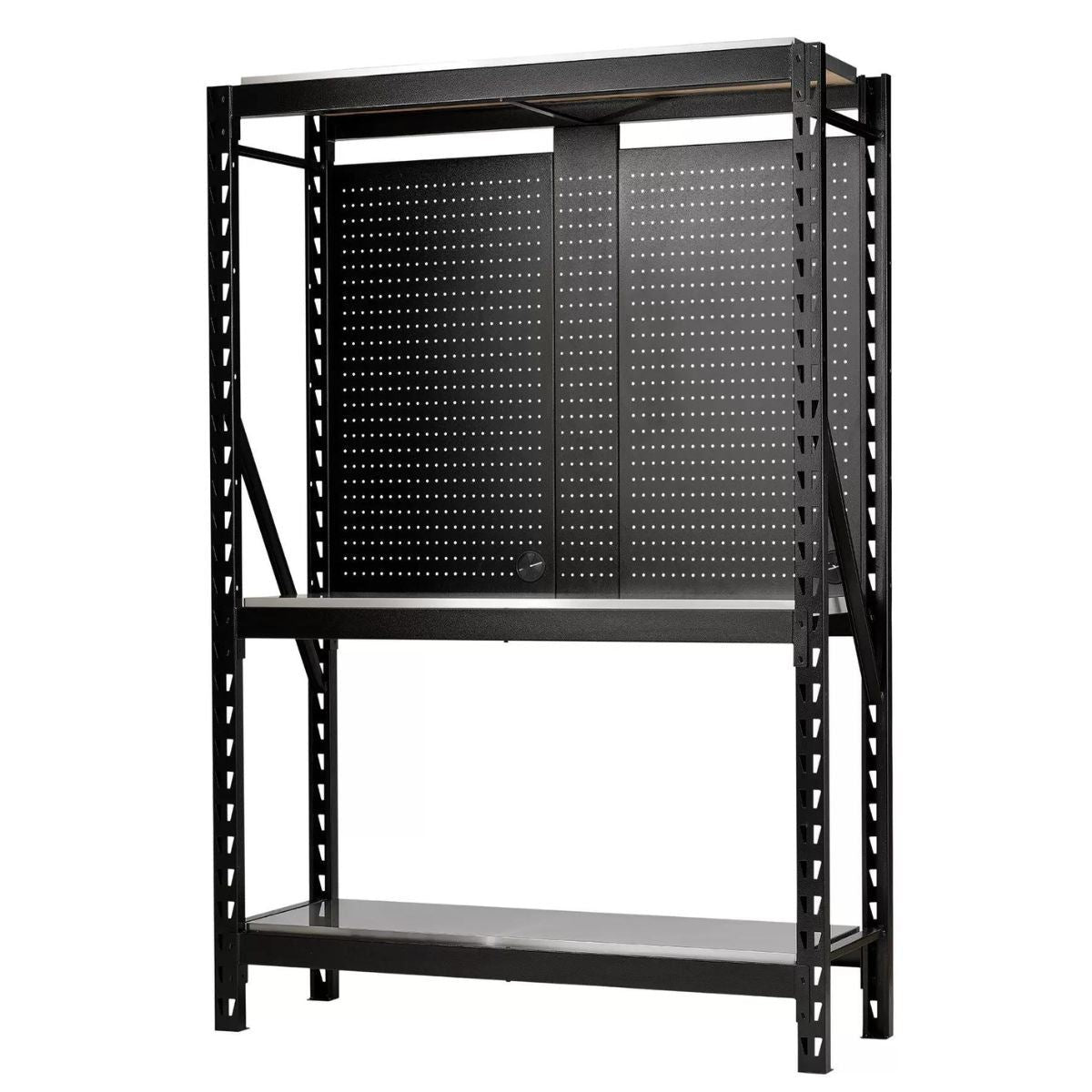 Draper MS400-54-17PC S Bunker Modular 3 Tier Racking with Stainless Steel Shelving & Pegboards 1500mm 27922