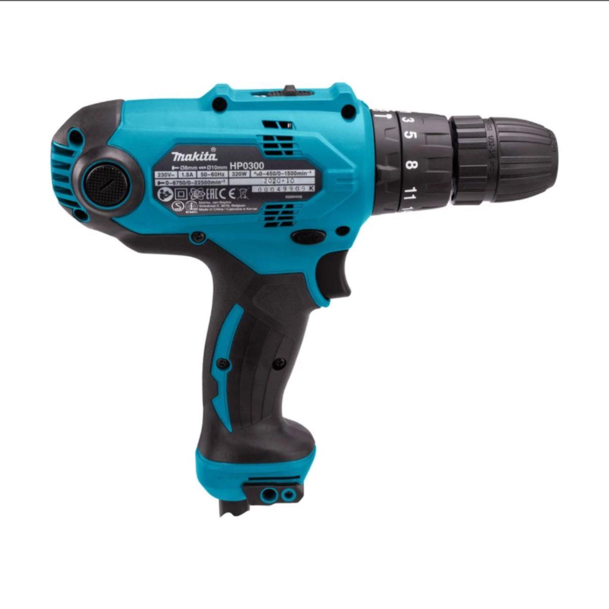 Makita HP0300/1 Combi Drill 2-Speed Keyless chuck 10mm 320W/110V Body Only