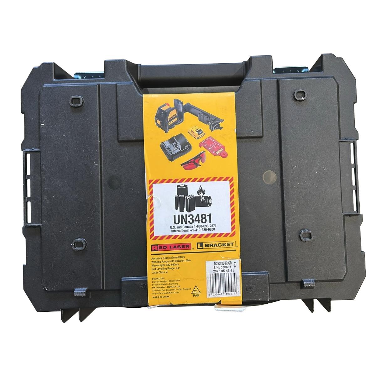 Dewalt DCE088D1R-GB 12V XR Cross Line Red Laser with 1 x 2.0Ah Battery, Charger & Case Item Condition Damaged Box