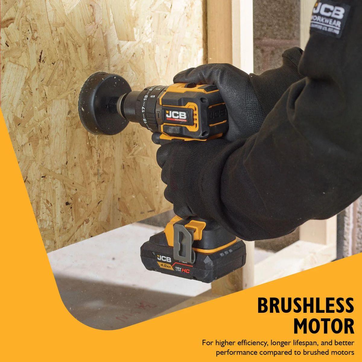 JCB-18PCD-75-5 18V Brushless Compact 75Nm Combi Drill with 2 x Pro 5.0Ah Batteries & 4.5A Charger