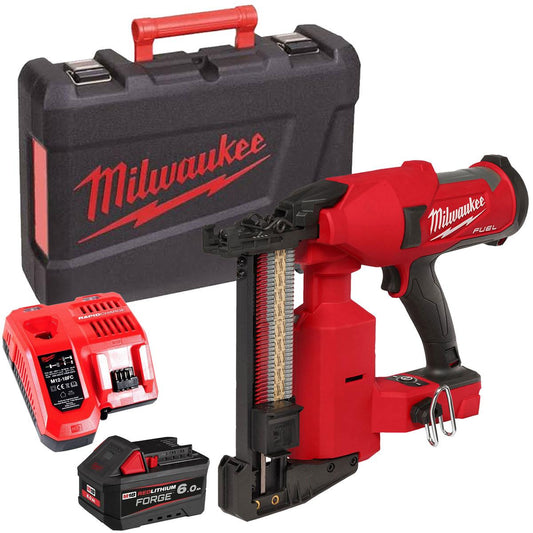 Milwaukee M18FFUS-0C 18V Fuel Brushless Fencing Stapler with 1 x 6.0Ah Battery Charger & Case