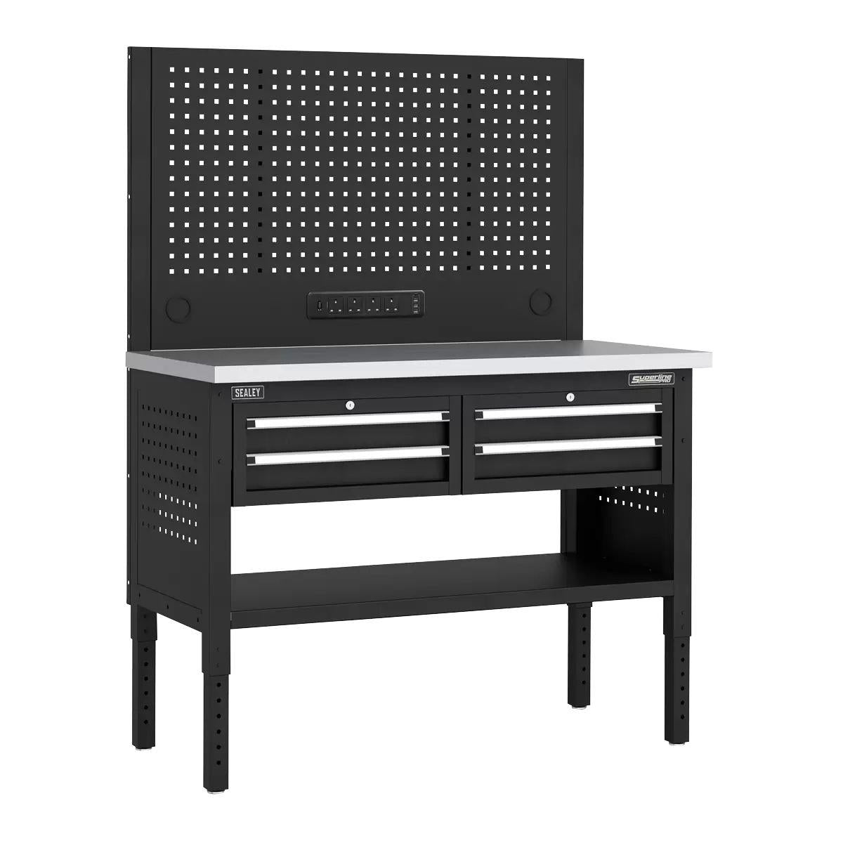 Sealey APMWB50COMBO2SS Superline PRO Modular Workbench with 4 Drawers Stainless Steel Worktop 1265mm