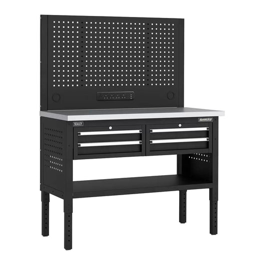 Sealey APMWB50COMBO2SS Superline PRO Modular Workbench with 4 Drawers Stainless Steel Worktop 1265mm
