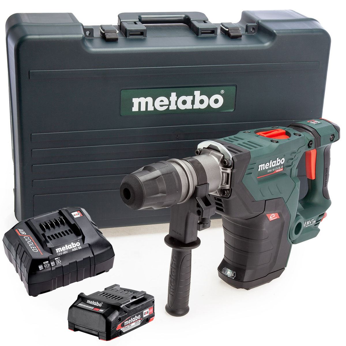 Metabo KHA 18 LTX BL 40 18V Brushless SDS-Max Combination Hammer Drill with 1 x 2.0Ah Battery Charger & Case