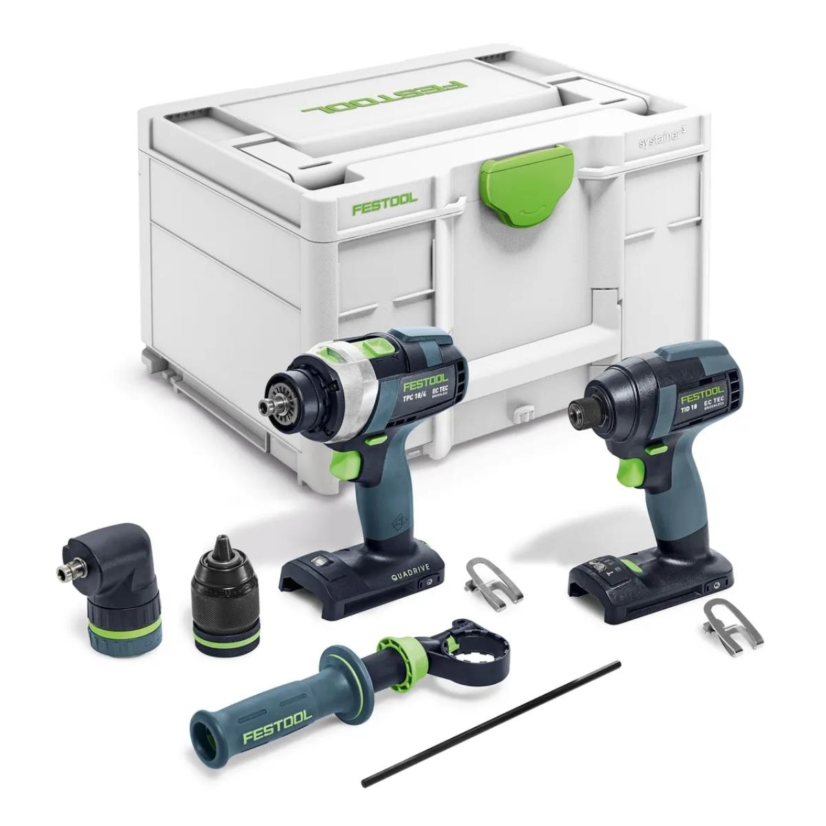Festool TID 18 Basic-Set TPC 18/4 18V Brushless Impact Driver & Percussion Drill Set with Case - 578834