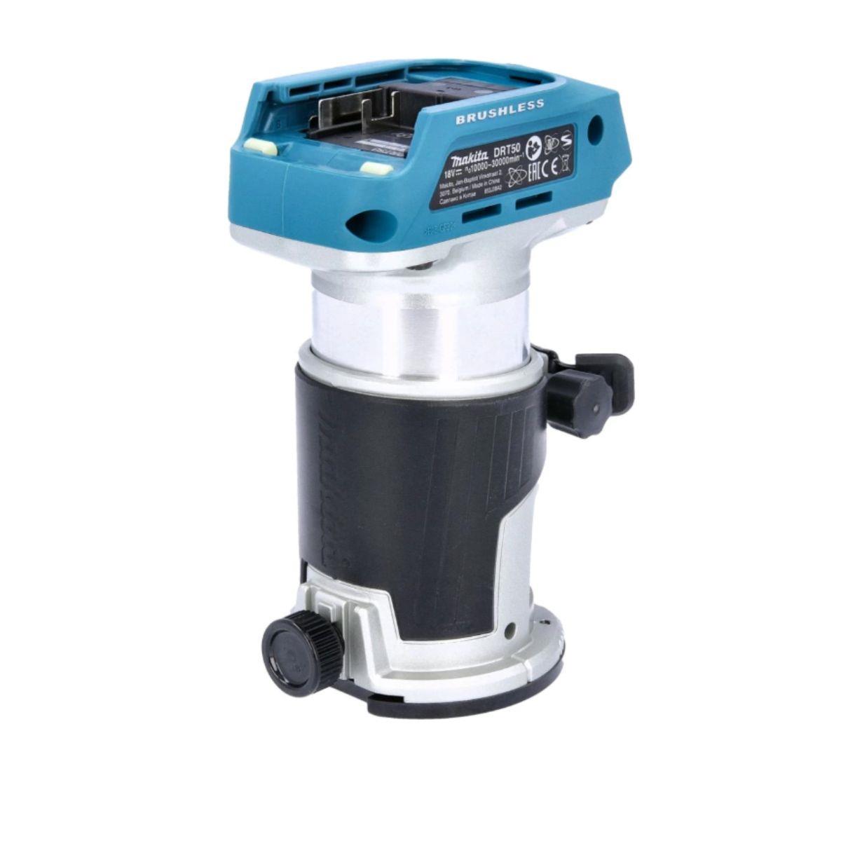 Makita DRT50RTJX2 Router Trimmer 18V LXT Cordless Brushless 6/8mm Collet Capacity 800W With 2 x 5.0Ah Batteries, Charger & Case