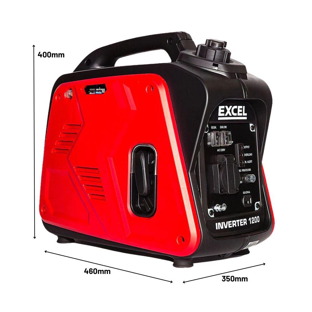 Excel Petrol Inverter Generator 4-Stroke Engine - 1200W Power Output, 60CC for Reliable Outdoor use