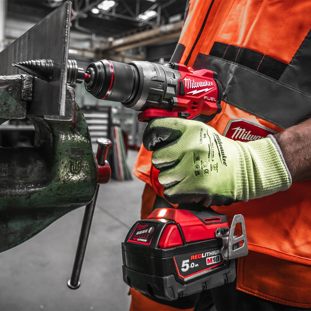 Milwaukee M18FPP2A3-503B 18V Fuel Brushless Combi Drill + Impact Driver with 3 x 5.0Ah Battery, Charger & 80 Piece Impact Duty Bit Set